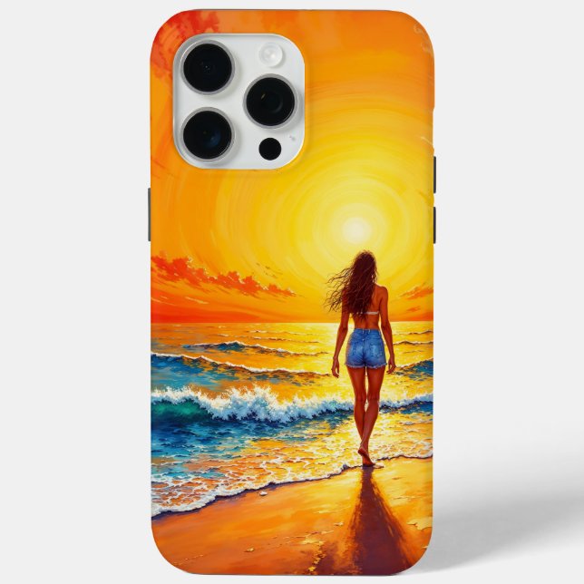 Spazierender Meeresstrand Warmlaufen Sonnenunterga Case-Mate iPhone Hülle (Rückseite)