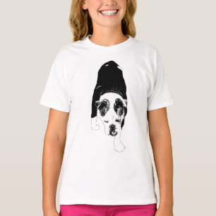 Spazierender Vektor-Hund teilt festliche Feiertags T-Shirt