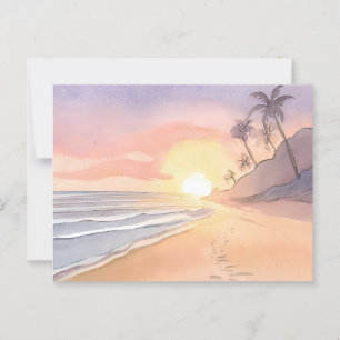 Spaziergang am Strand   Ozean Aquarell Postkarte