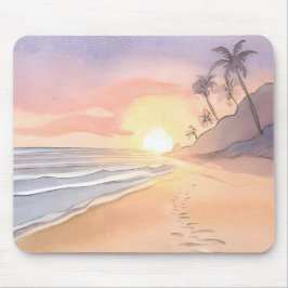 Spaziergang am Strand | Wasserfarbe Mousepad