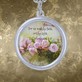 Spaziergang durch den Glauben Sterling Sliver plat Versilberte Kette