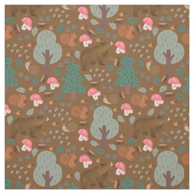 Spaziergang durch den Wald auf Brown Stoff (Muster)