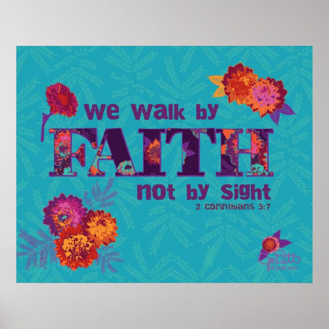 Spaziergang durch Faith boho chic florale Bibelkun Poster (Vorne)