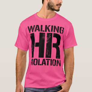 Spaziergang HR-Verstoß Vintage-Schwarz Text T-Shirt