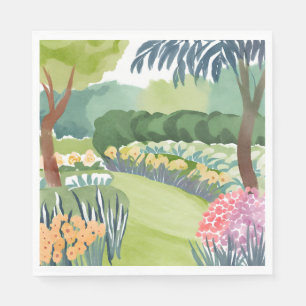 Spaziergang im Blumengarten Florale Natur Aquare Serviette