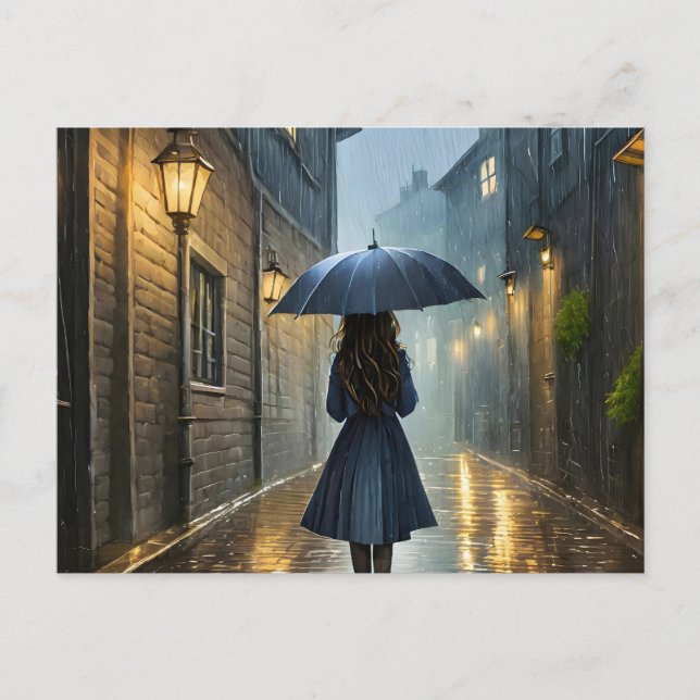 Spaziergang im Regen Postkarte (Vorderseite)