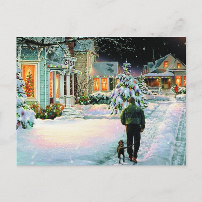 Spaziergang im Schnee Postkarte (Vorderseite)