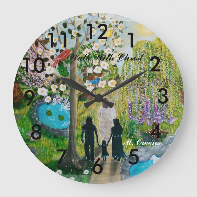 Spaziergang mit Christusuhr mit Zahlen Große Wanduhr (Vorderseite)