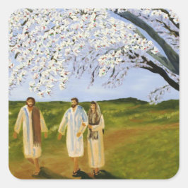 Spaziergang mit Jesus Quadratischer Aufkleber