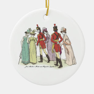 Spaziergang mit Offizieren - Jane Austen Pride & P Keramikornament