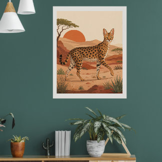 Spaziergang Savannah-Katzen-Safari-Boho-Wandkunst- Poster