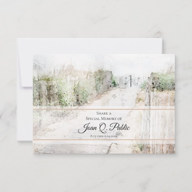 Spaziergang zum Strand Gedächtnisfeier gemeinsam n Mitteilungskarte (Vorderseite)