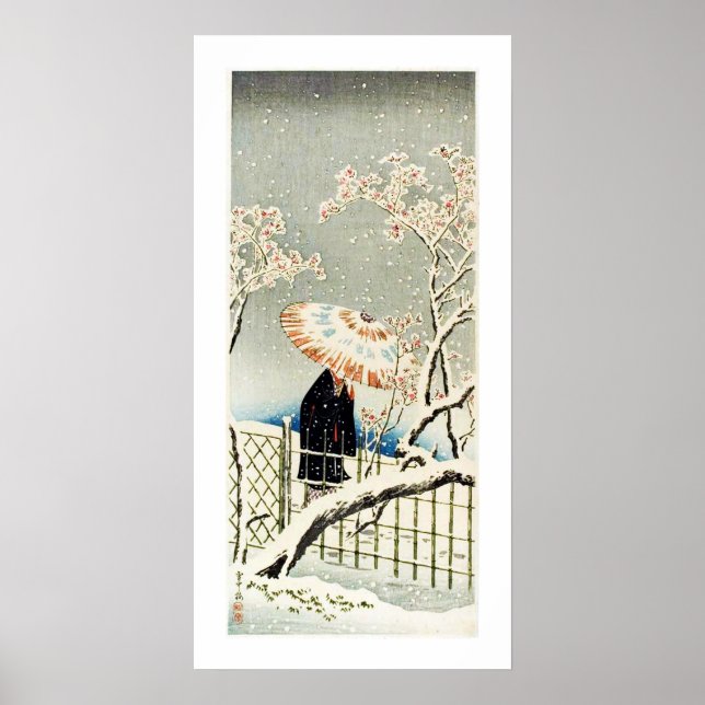 Spaziergänge im Schnee Ukiyo-e Poster (Vorne)