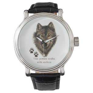 Spaziergänge mit Wolves Quote Wild Wolf Logos Armbanduhr