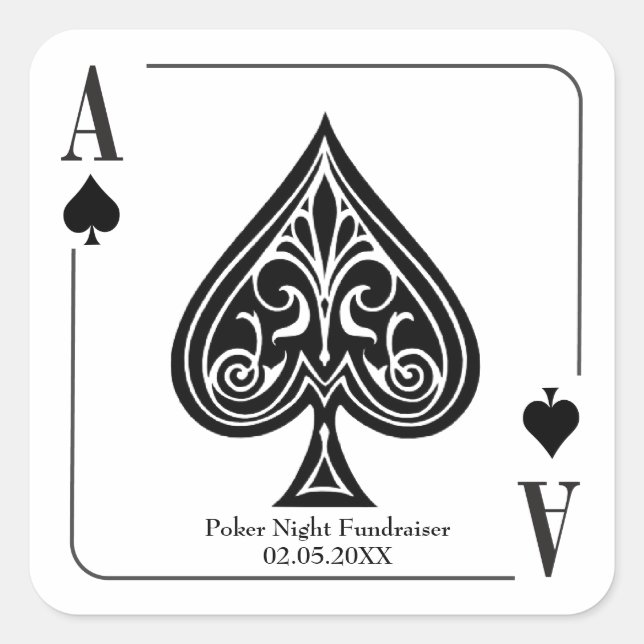 Spazio -Ace Spielkarte, Poker, Casino Quadratischer Aufkleber (Vorderseite)