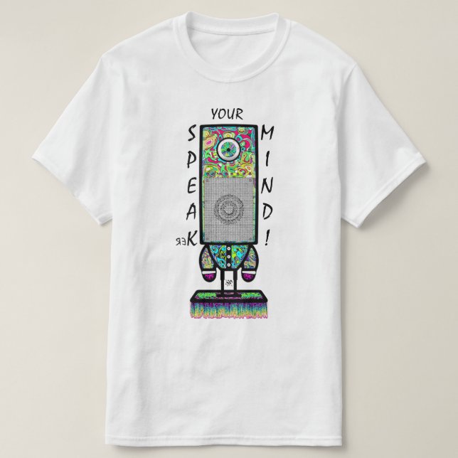 Speak(er) Ihr Mind-Motto (farbiger Cyclops-Roboter T-Shirt (Design vorne)