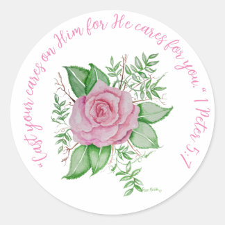 Speak Jesus PInk Rose Runder Aufkleber