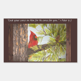 Speak Jesus Red Bird Rechteckiger Aufkleber