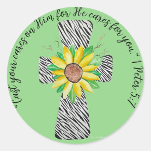 Speak Jesus Zebra Print Cross Runder Aufkleber