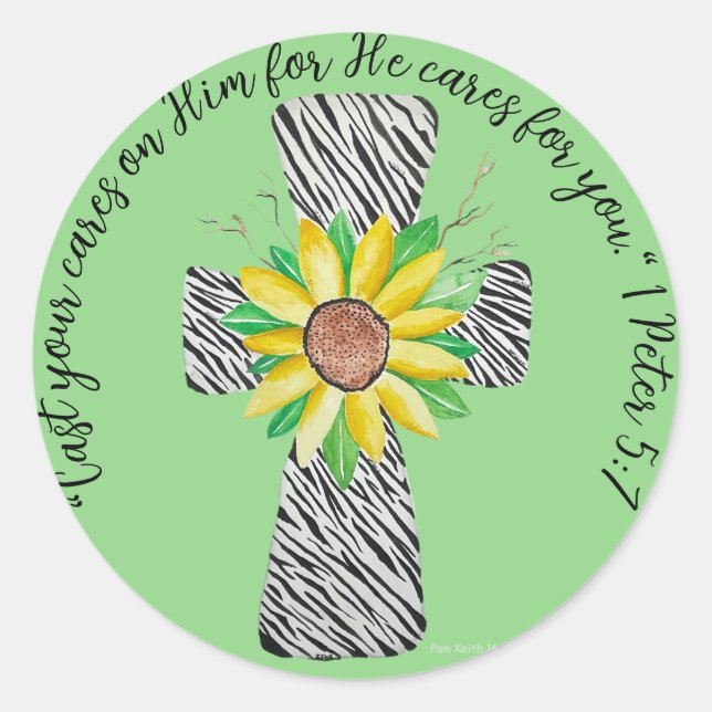 Speak Jesus Zebra Print Cross Runder Aufkleber (Vorderseite)