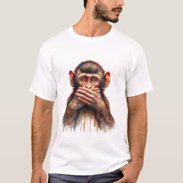 Speak No Evil Monkey Art T-Shirt