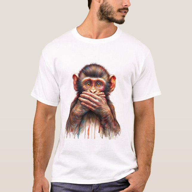 Speak No Evil Monkey Art T-Shirt (Vorderseite)