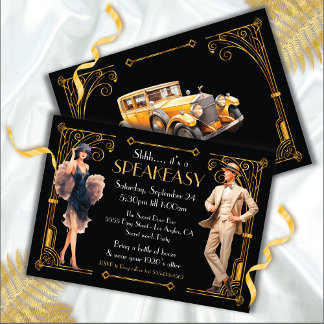 Speakeasy Flapper Great Gatsby Art Deco Party Einladung
