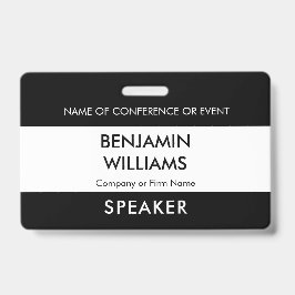 Speaker Name Badge QR Black White Logo ID Event Ausweis