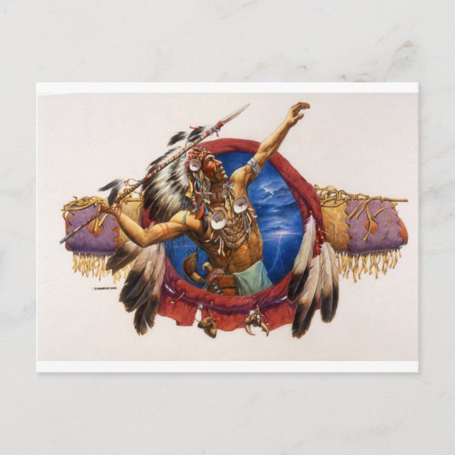 Spear Warrior Native American Postkarte (Vorderseite)