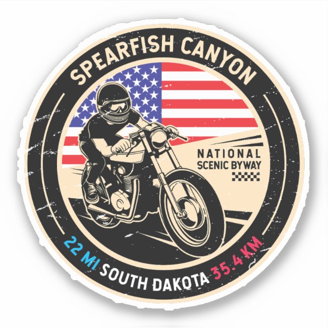 Spearfish Canyon South Dakota Motorrad Aufkleber (Vorderseite)