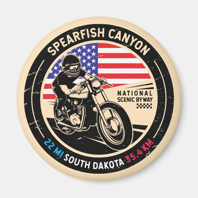 Spearfish Canyon South Dakota Motorrad Magnet (Vorne)
