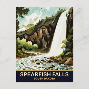 Spearfish Falls, South Dakota, Vintage Reise Postkarte