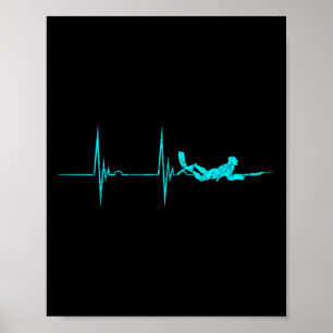 Spearfish Herzschlag Ekg Pulvdive Spearfisher Poster