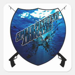Spearfish-Logo   Fischerei   Wasser Quadratischer Aufkleber