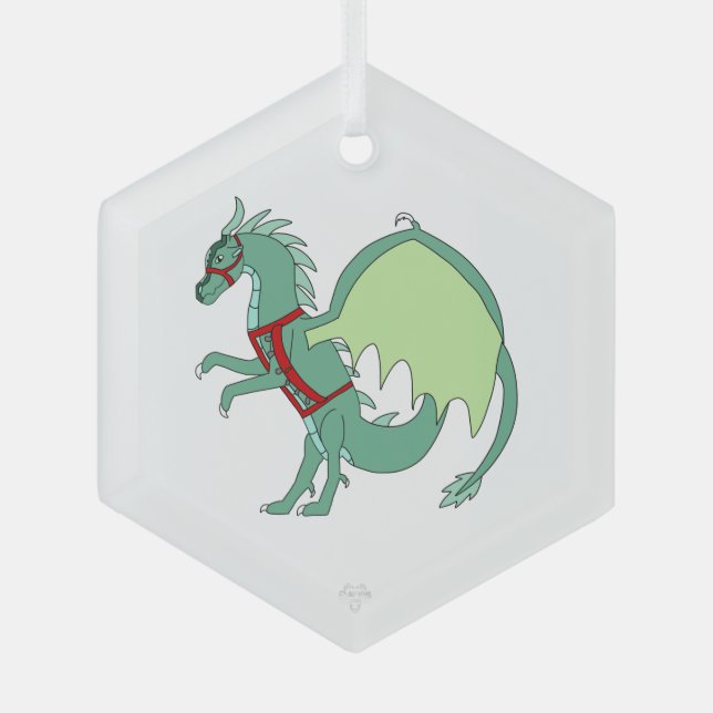 Spearmint the Green Ice Dragon Whimsical Art Ornament Aus Glas (Vorderseite)