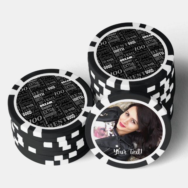 Special 100th Birthday Party Foto Monogram Pokerchips (Stapel)