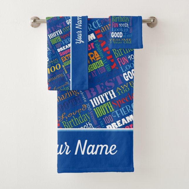 Special 100th Birthday Party Personalized Ohrts Badhandtuch Set (Insitu)