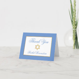 Special 1 Bat Mitzvah Blue Gold geflochten Dankeskarte