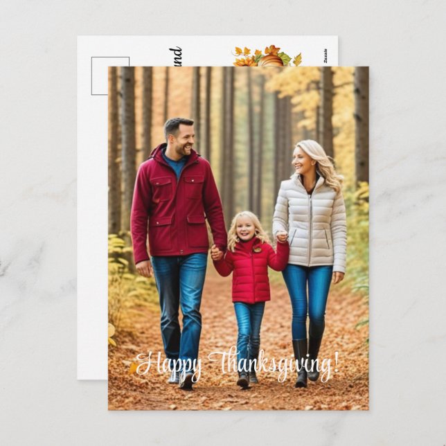 Special 1 Familienfreundliches Foto Thanksgiving Feiertagspostkarte (Vorne/Hinten)