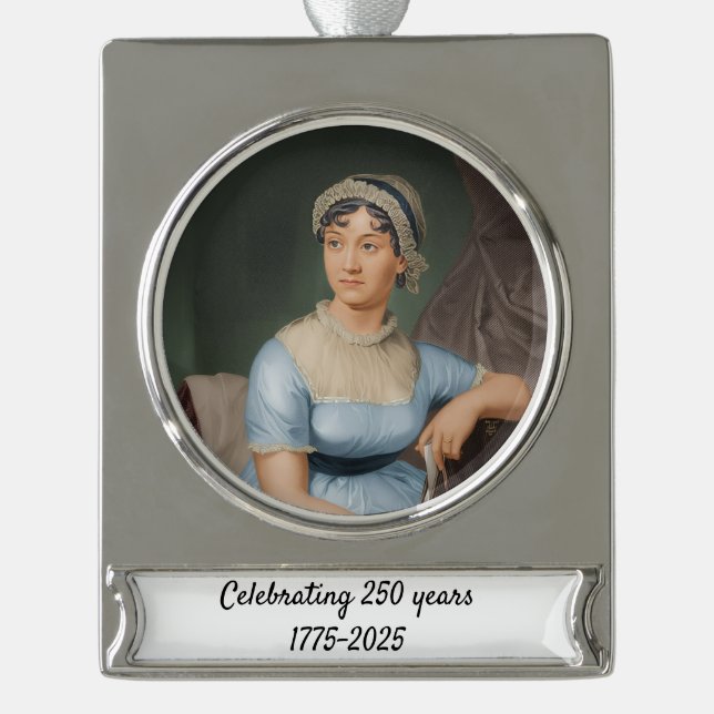 Special 250 Years Commemoration Jane Austen Banner-Ornament Silber (Vorderseite)