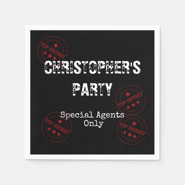 Special Agent - Spy Theme Top Secret Party Serviette (Vorderseite)