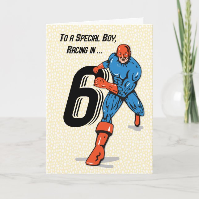 Special Boy 6. Geburtstag Superheld Karte (Vorderseite)