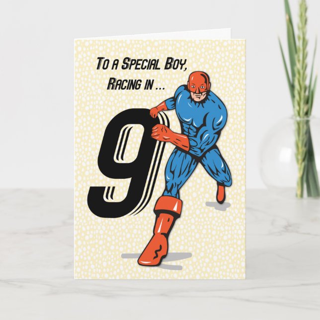 Special Boy 9. Geburtstag Superheld Karte (Vorderseite)