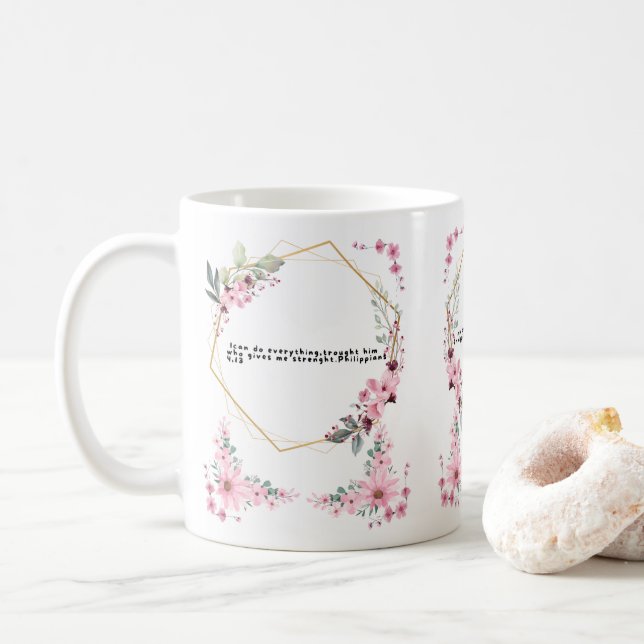special coffee mug with biblical quote kaffeetasse (Mit Donut)