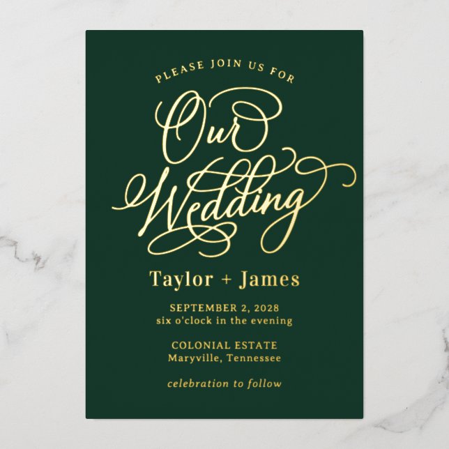 Special Day REAL FOIL Elegante Hochzeit Einladung (Vorderseite)