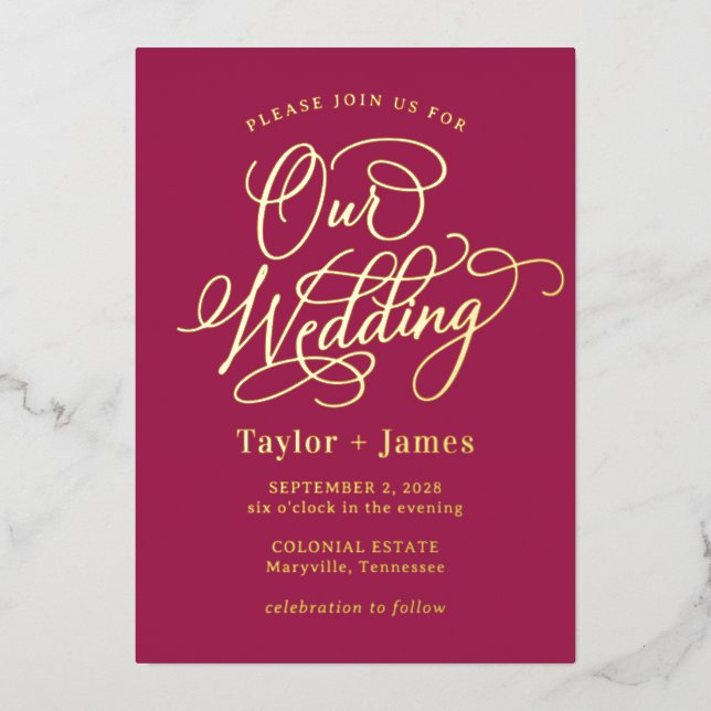 Special Day REAL FOIL Elegante Hochzeit Einladung (Vorderseite)