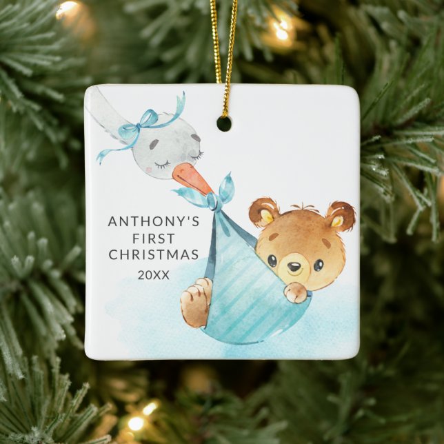 Special Delivery Baby's First Christmas Bear Keramikornament (Baum)