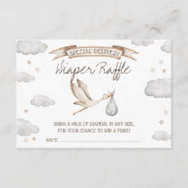 Special Delivery! Brown & Tan Stork Diaper Raffle Begleitkarte