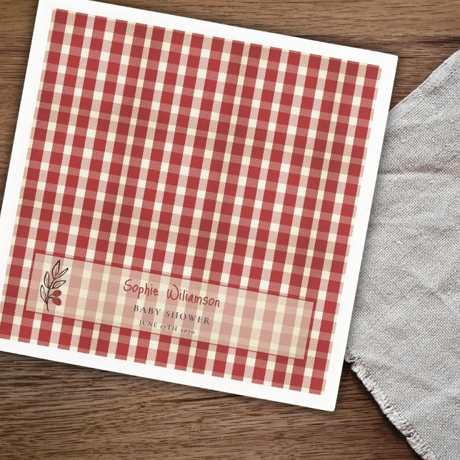 Special Delivery Italian Red Plaid Baby Shower  Serviette (Von Creator hochgeladen)