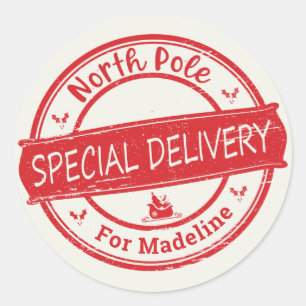 Special Delivery Nord Pole Runder Aufkleber